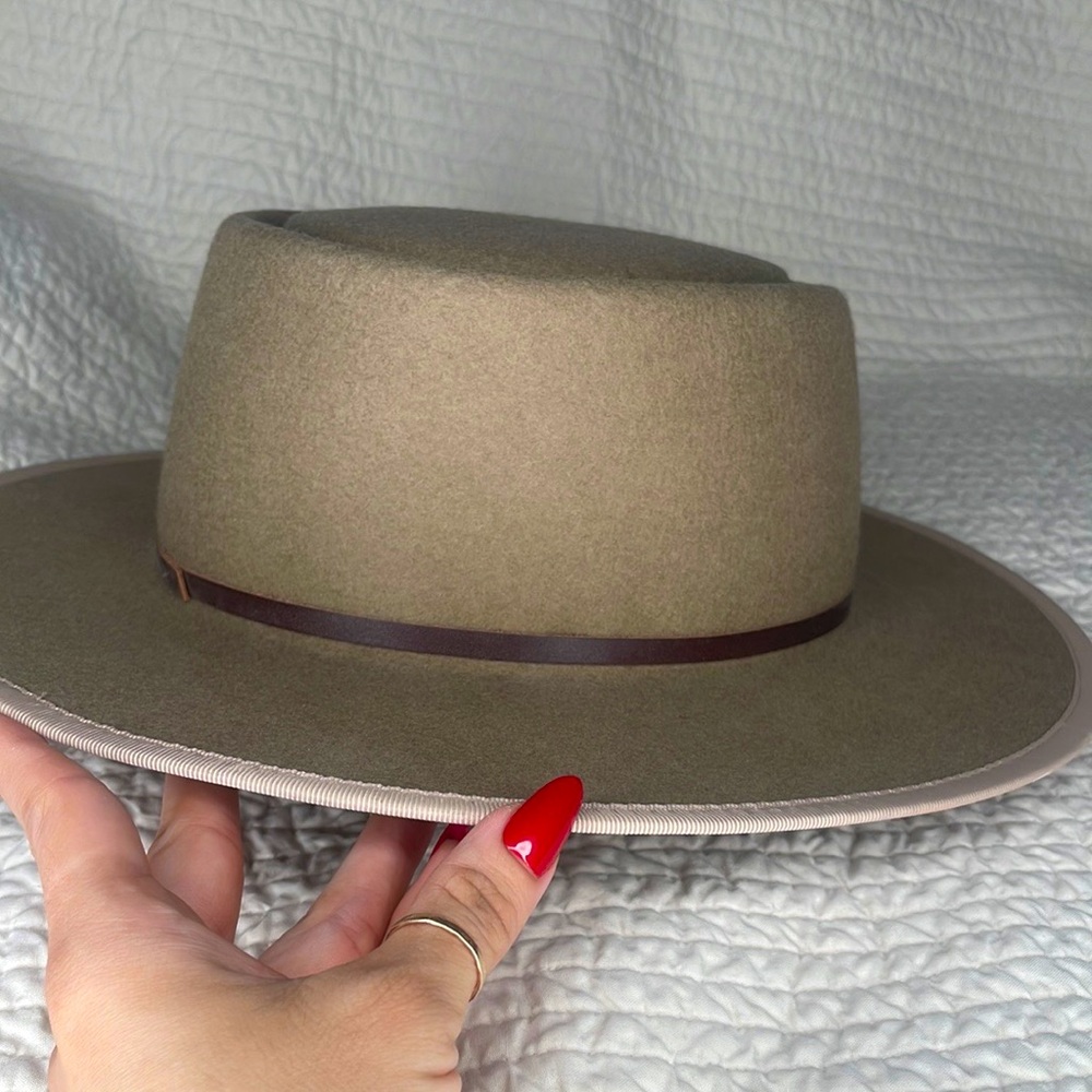 Tan and Brown Minimalist Hat 100% wool limited edition